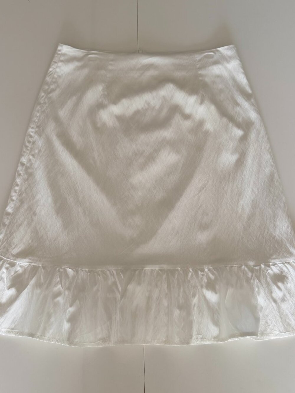 Commense White Ruffle Knee Length Lined Skirt XL Boho Peasant Western Farmhouse